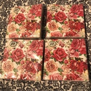 NWT 4 pack Roses Napkins Michel Design Works